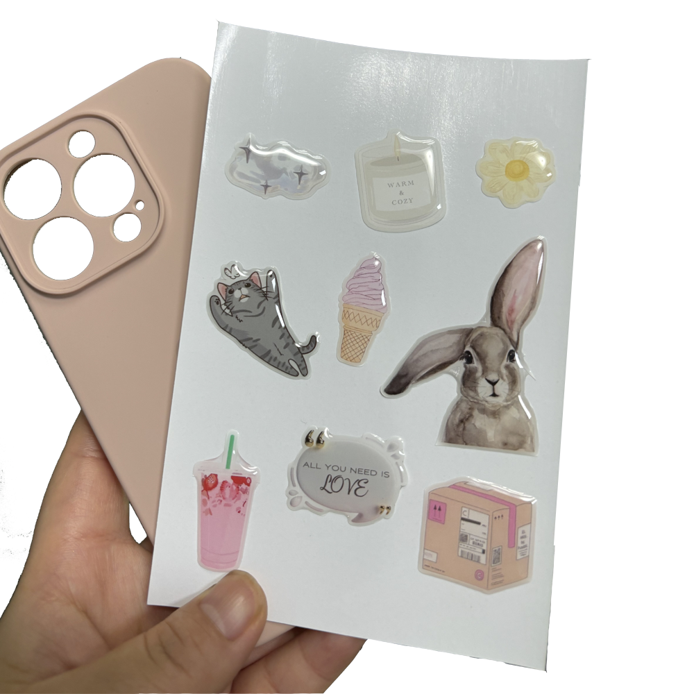 Wholesale New Design 3D Dome Epoxy Resin Decorative Sticker Sheet Custom DIY Mobile Phone Case Sticker