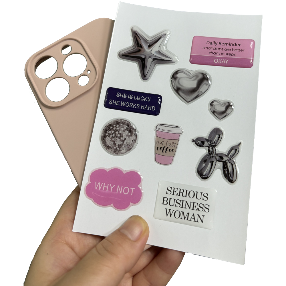 Wholesale New Design 3D Dome Epoxy Resin Decorative Sticker Sheet Custom DIY Mobile Phone Case Sticker