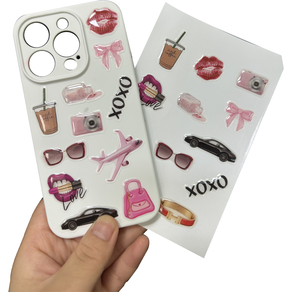 Wholesale New Design 3D Dome Epoxy Resin Decorative Sticker Sheet Custom DIY Mobile Phone Case Sticker