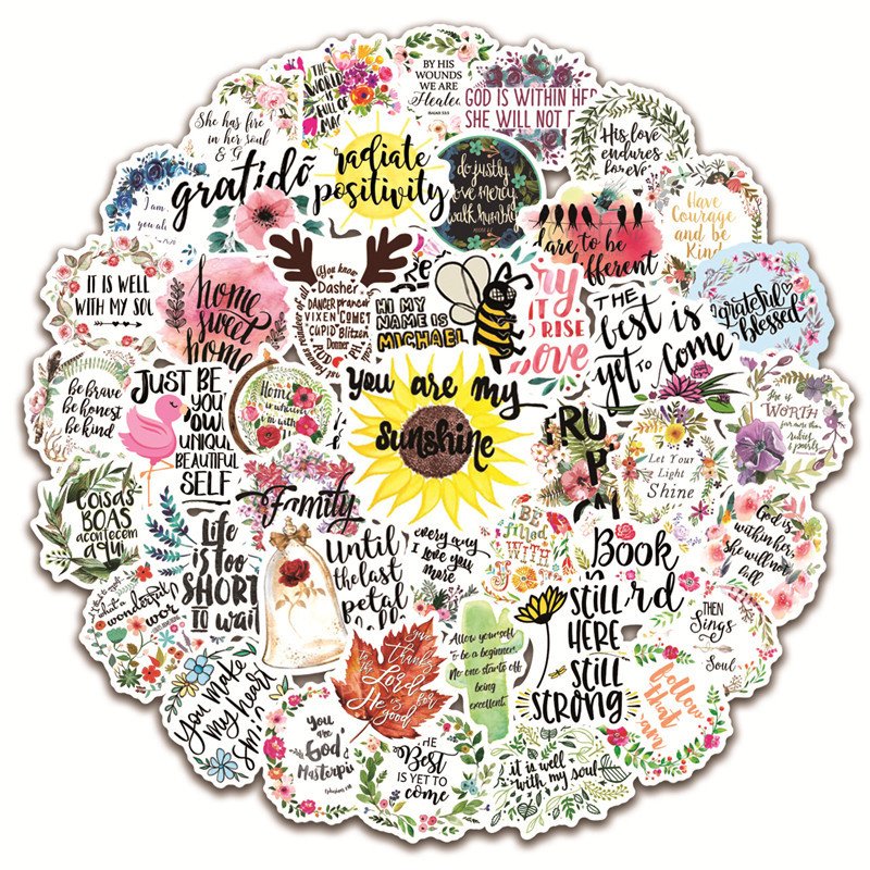 50Pcs Colorful Inspirational Motivational Stickers for Waterproof DIY Decor Sticker for Water Bottles Luggage Laptop Home