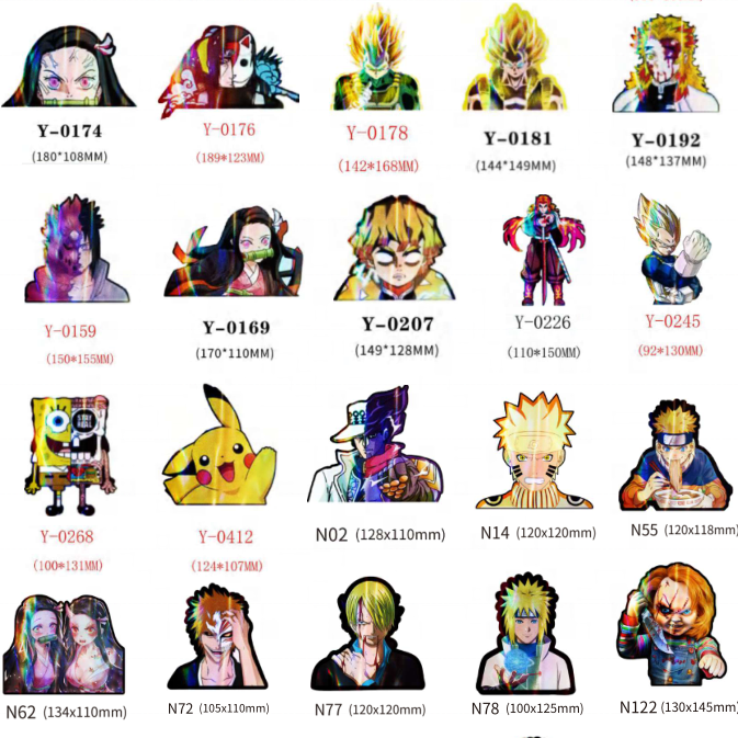 Mix Anime Holographic Stickers Holographic Stickers Anime Waterproof Car Sticker
