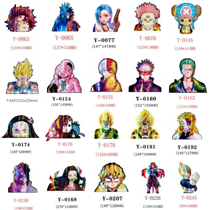 Mix Anime Holographic Stickers Holographic Stickers Anime Waterproof Car Sticker