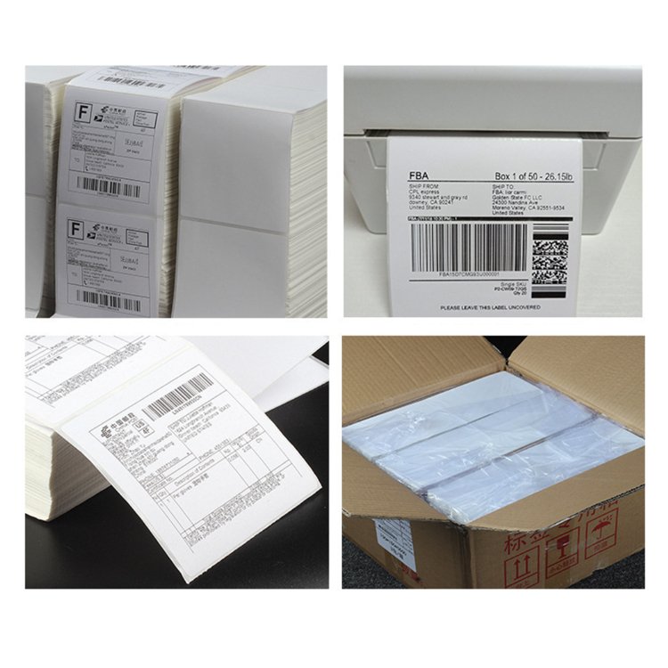 High Quality 10x15 adhesive fanfold thermal label 4x6 shipping label 100X150mm self adhesive waybill sticker a6 thermal paper