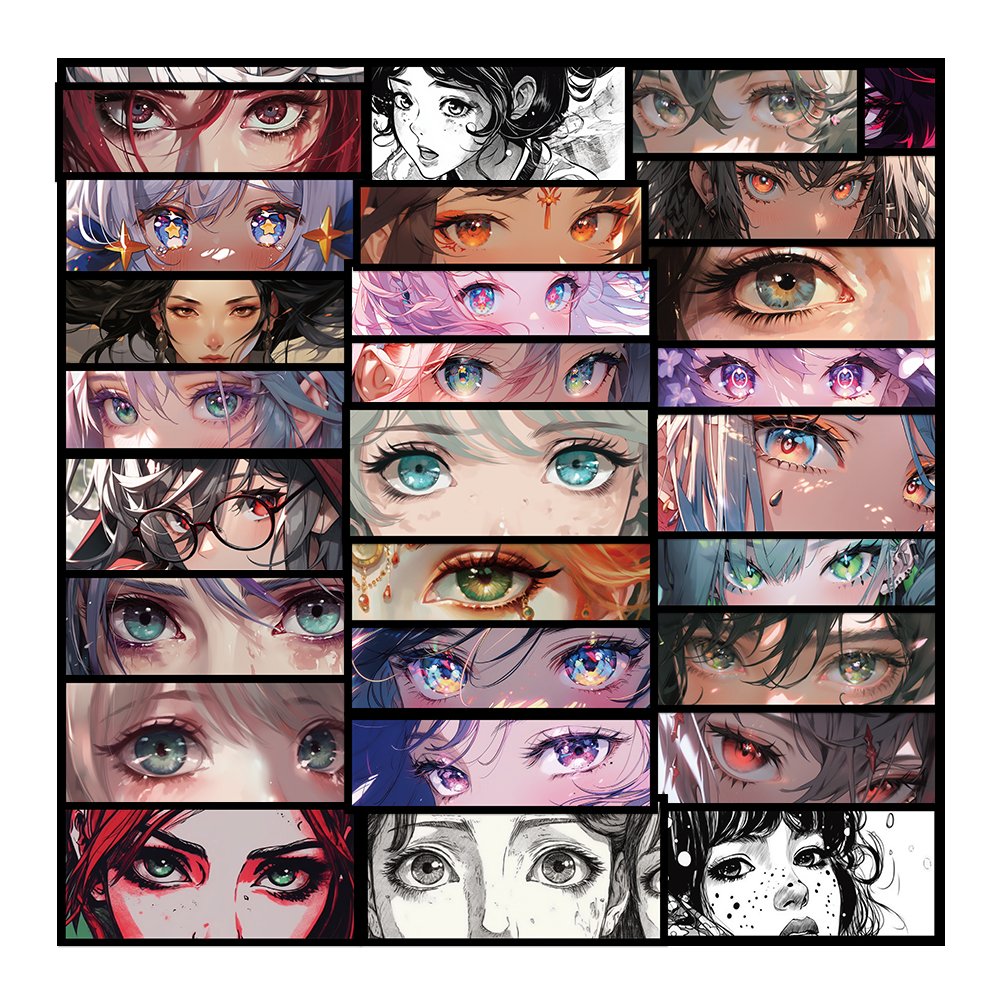 50pcs Cool Anime Girls Eyes Stickers DIY Travel Luggage Guitar Laptop Waterproof Graffiti Cartoon Cute Sticker Gift Wholesale