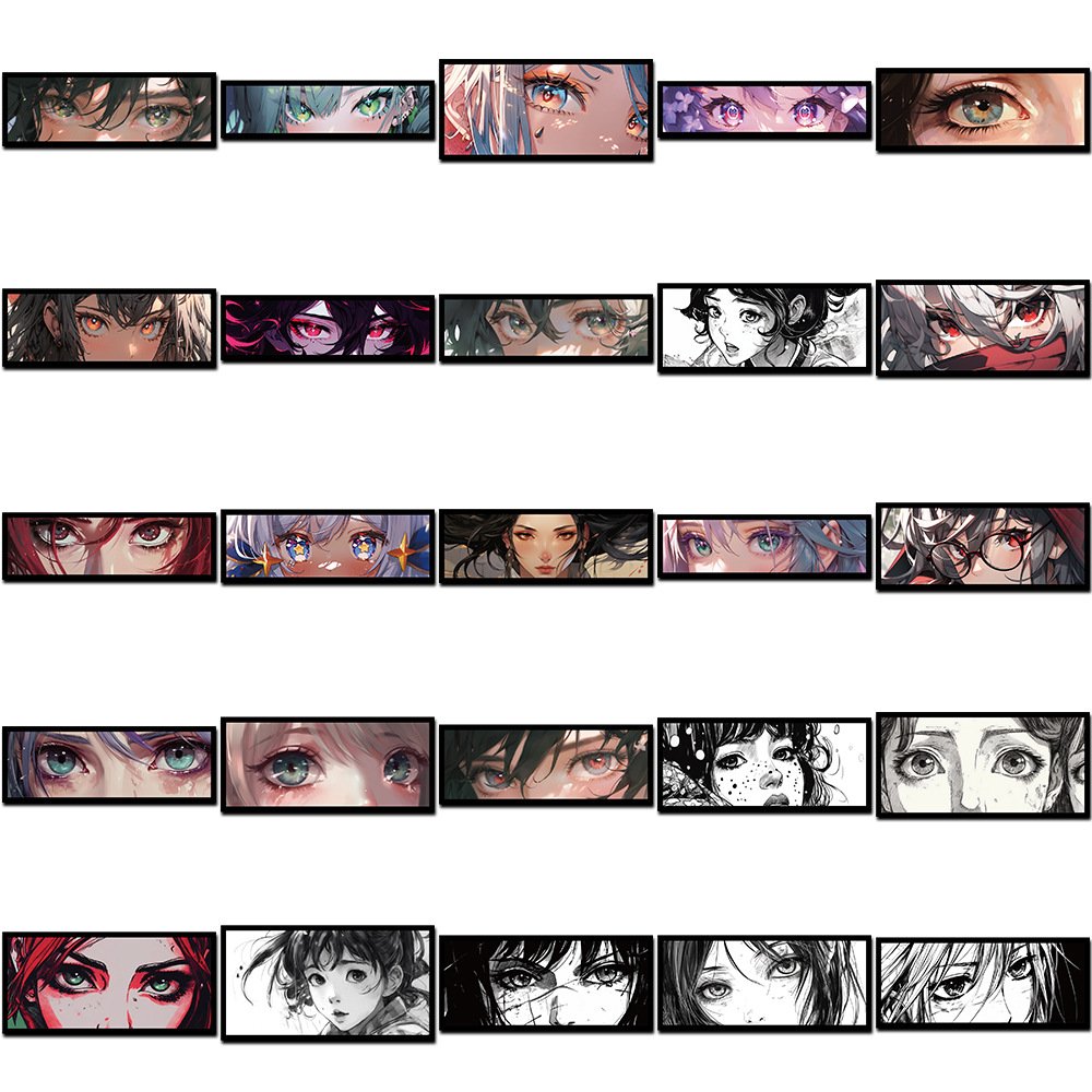 50pcs Cool Anime Girls Eyes Stickers DIY Travel Luggage Guitar Laptop Waterproof Graffiti Cartoon Cute Sticker Gift Wholesale