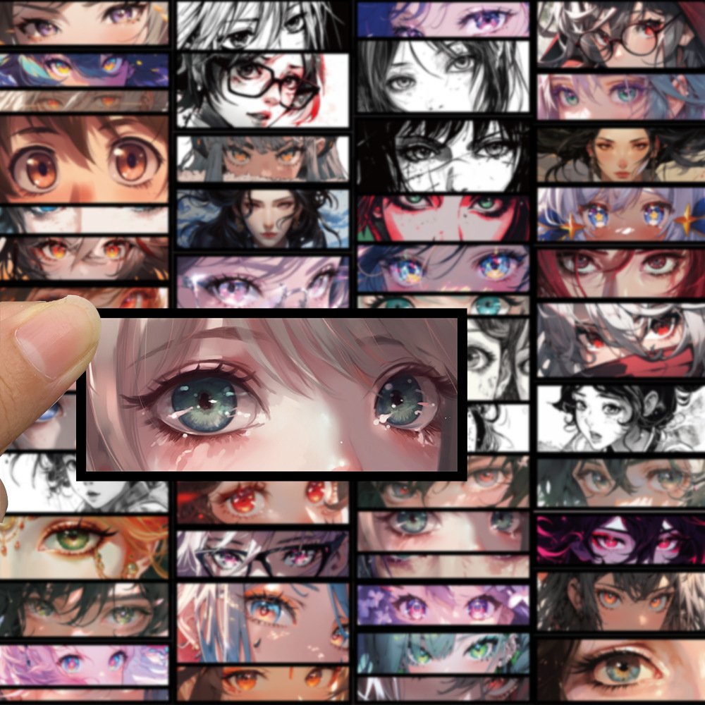 50pcs Cool Anime Girls Eyes Stickers DIY Travel Luggage Guitar Laptop Waterproof Graffiti Cartoon Cute Sticker Gift Wholesale