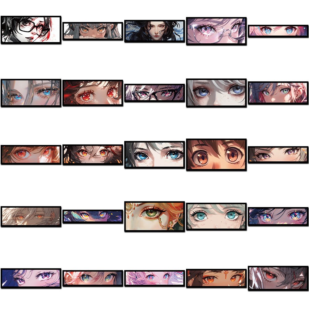 50pcs Cool Anime Girls Eyes Stickers DIY Travel Luggage Guitar Laptop Waterproof Graffiti Cartoon Cute Sticker Gift Wholesale