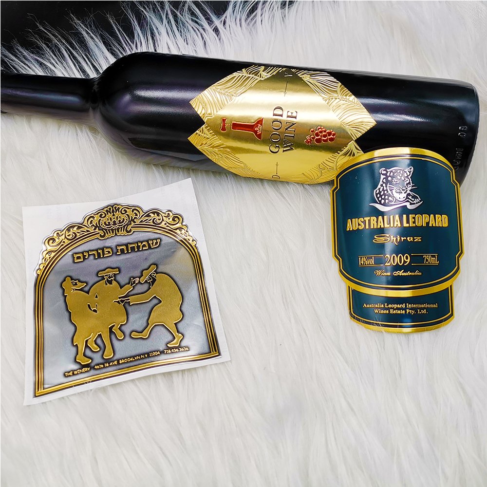 Private Customized Head Brand Logo Luxury Bottles Metal Aluminum Wine Label Sticker Embossed