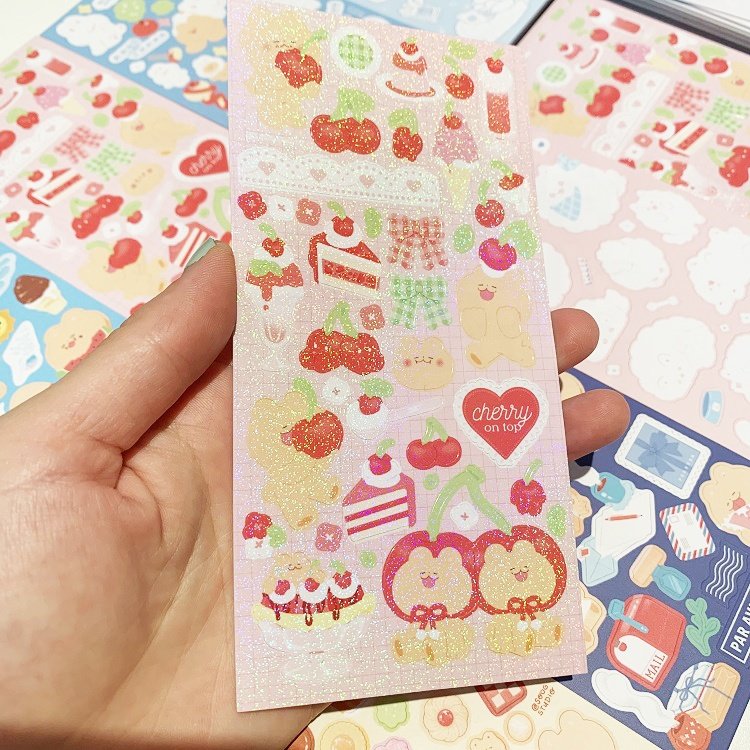 Custom White PVC Holographic Sequin Sticker Sheets Paper with Clear Transparent Release Backing