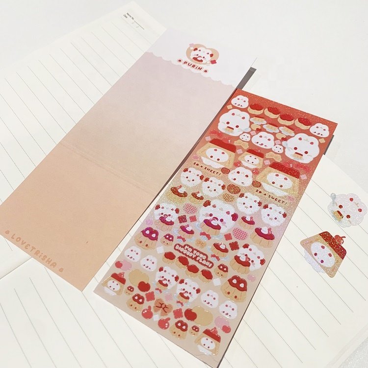Custom White PVC Holographic Sequin Sticker Sheets Paper with Clear Transparent Release Backing