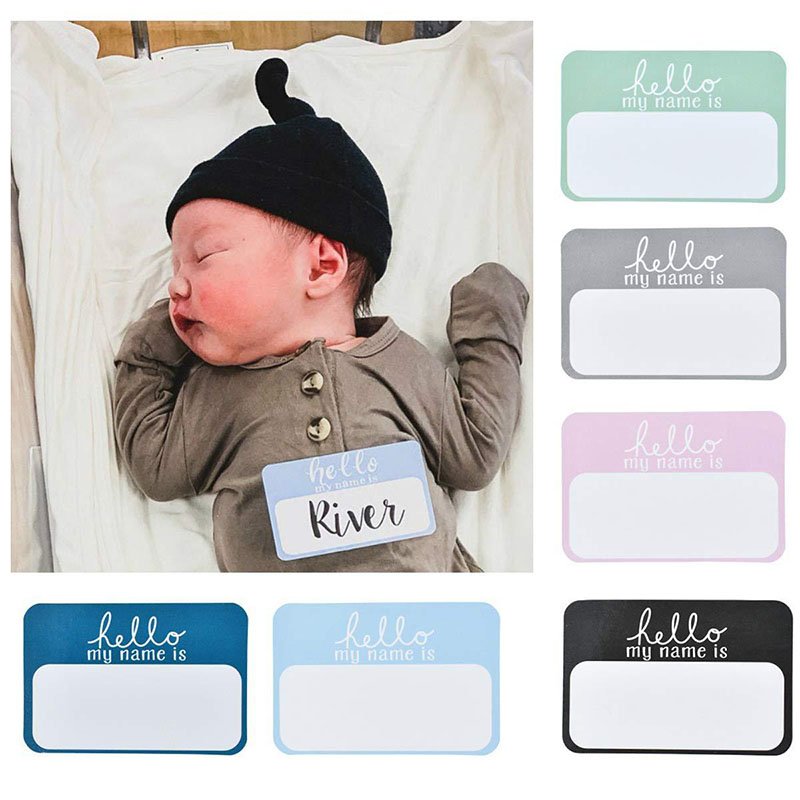 Hello My Name is Sticker, Newborn baby announcement Name Stickers, Milestone labels Hospital Photo