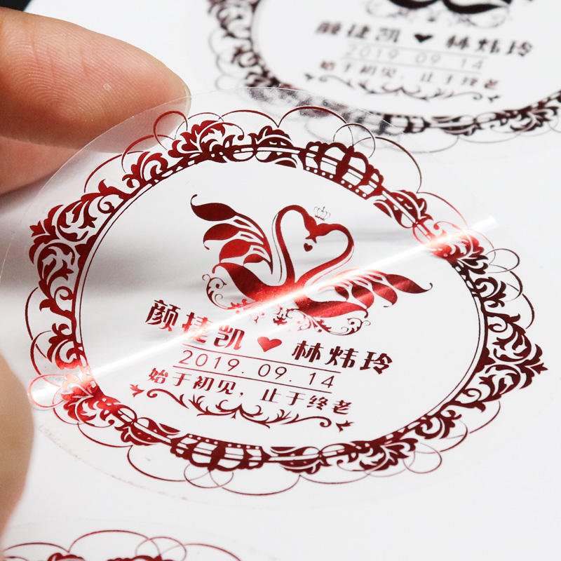 Custom Roll Logo Printing Adhesive Waterproof Gold Foil Clear Vinyl Logo Label Transparent Stickers