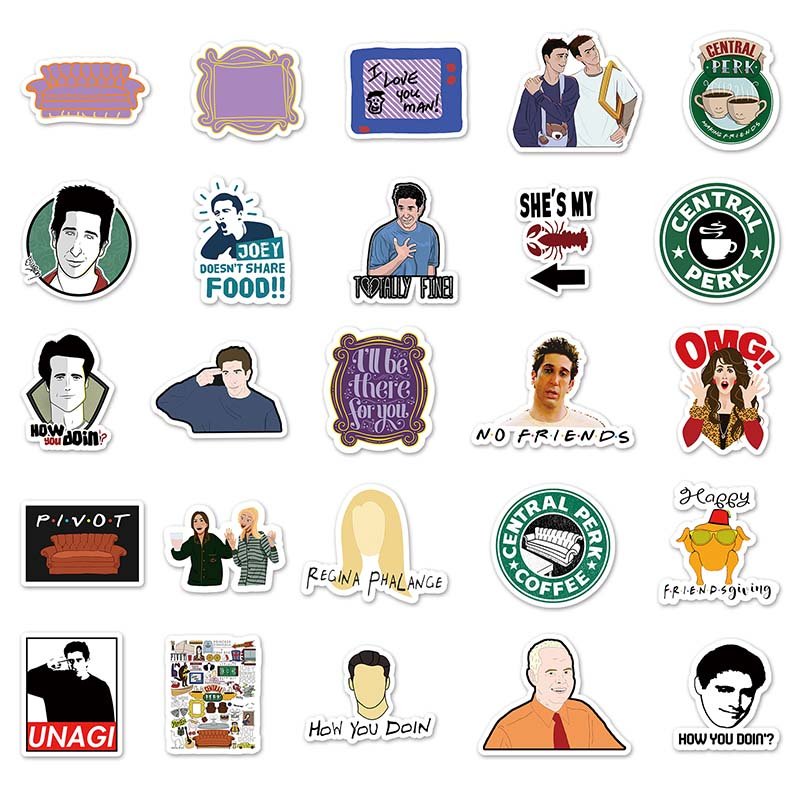 Factory Wholesale 55Pcs Classic TV Show The Graffiti Friends Stickers For Laptop Car Book Water Bottle Vinyl Label