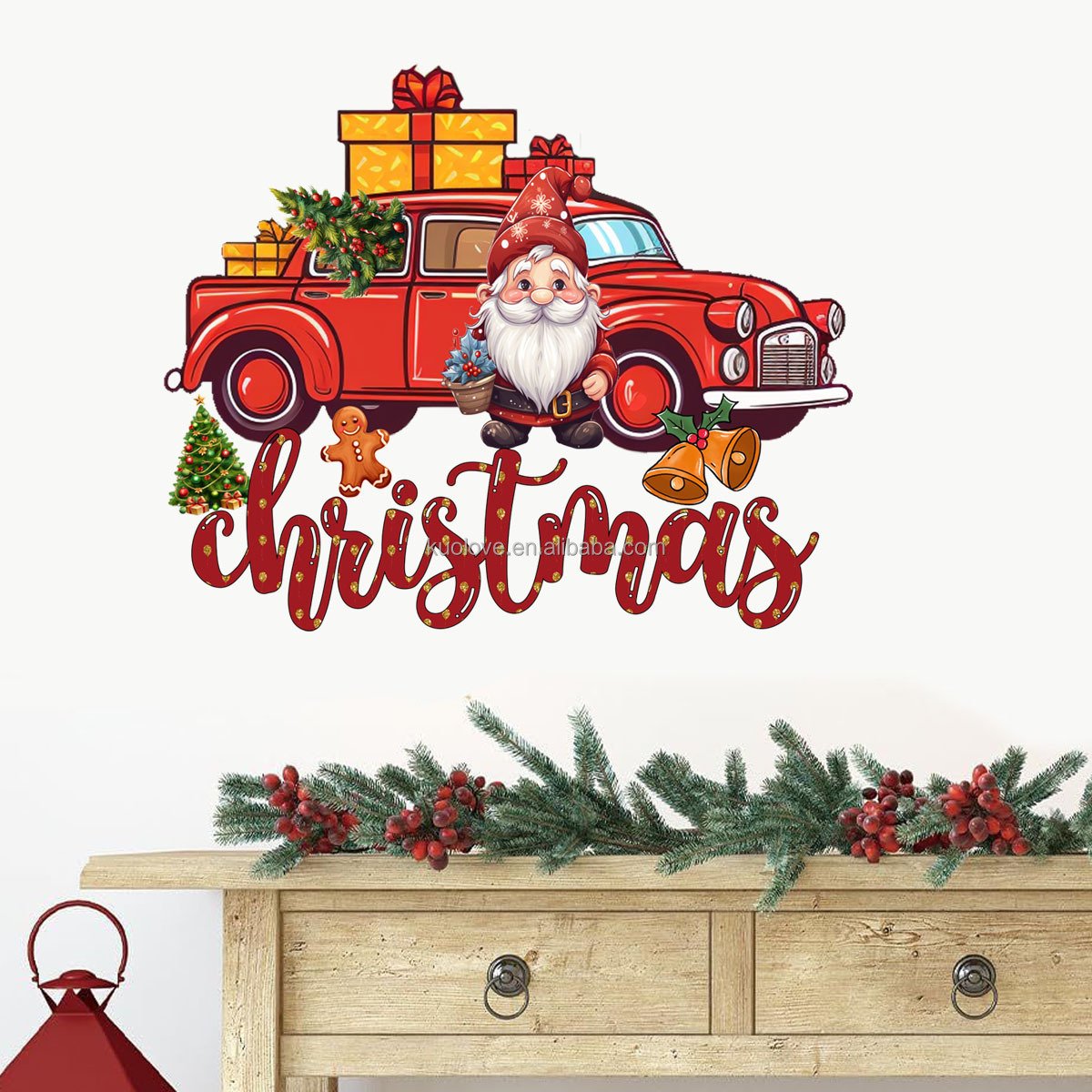 Santa Claus Christmas party decoration door wall stickers living room bedroom PVC wallpaper self-adhesive wall stickers