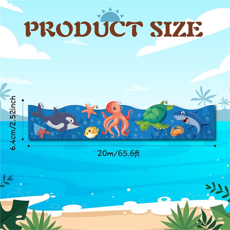 Wholesale Border Stickers Classroom Board Borders Decal Marine Animal Bulletin Wall Decor Chalkboard School Decoration