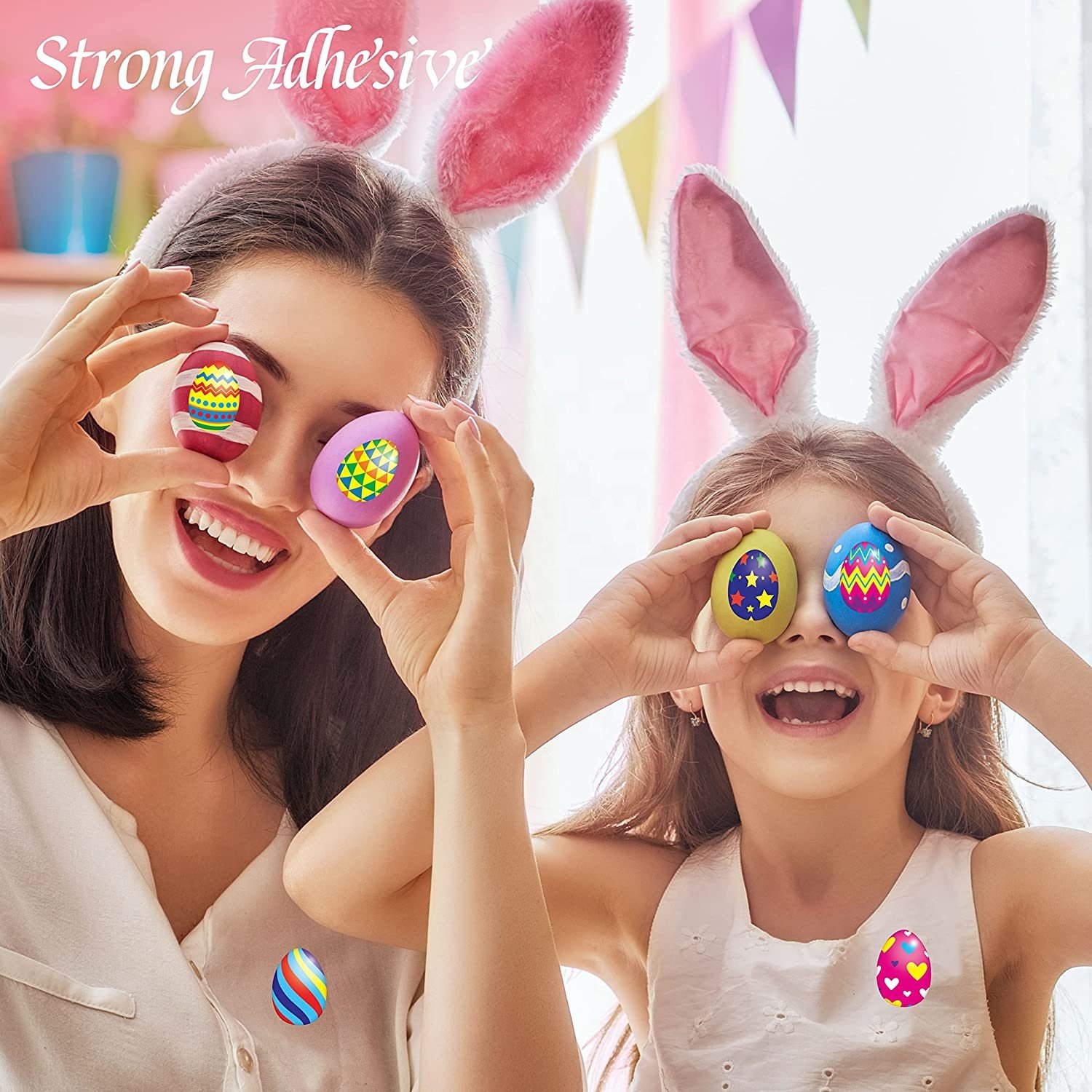 Easter Egg Round Stickers Happy Easter Holiday Decoration for Holiday Decals Party Supplies Reward Gifts Stickers
