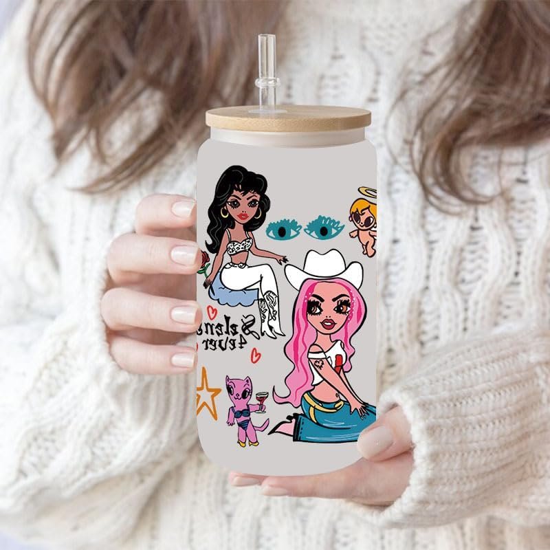 Manana Sera Bonito UV DTF Cup Wrap Transfer for Glass Cartoon Singer KAROL G Waterproof Glass Stickers Rub On Transfers Stickers
