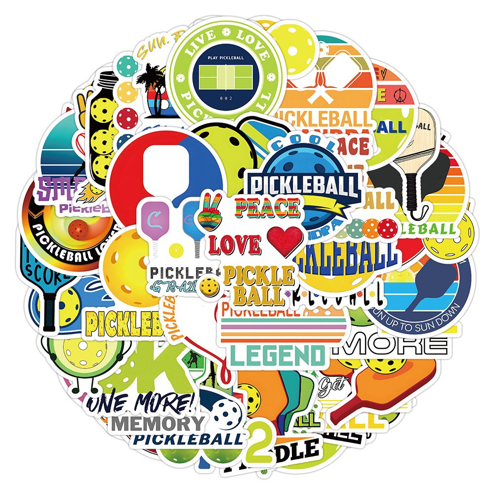 ZY3119X 50Pcs New Pickleball Scrapbook Graffiti DIY Stickers Decorative Guitar Laptop Luggage Vinyl Waterproof Stickers