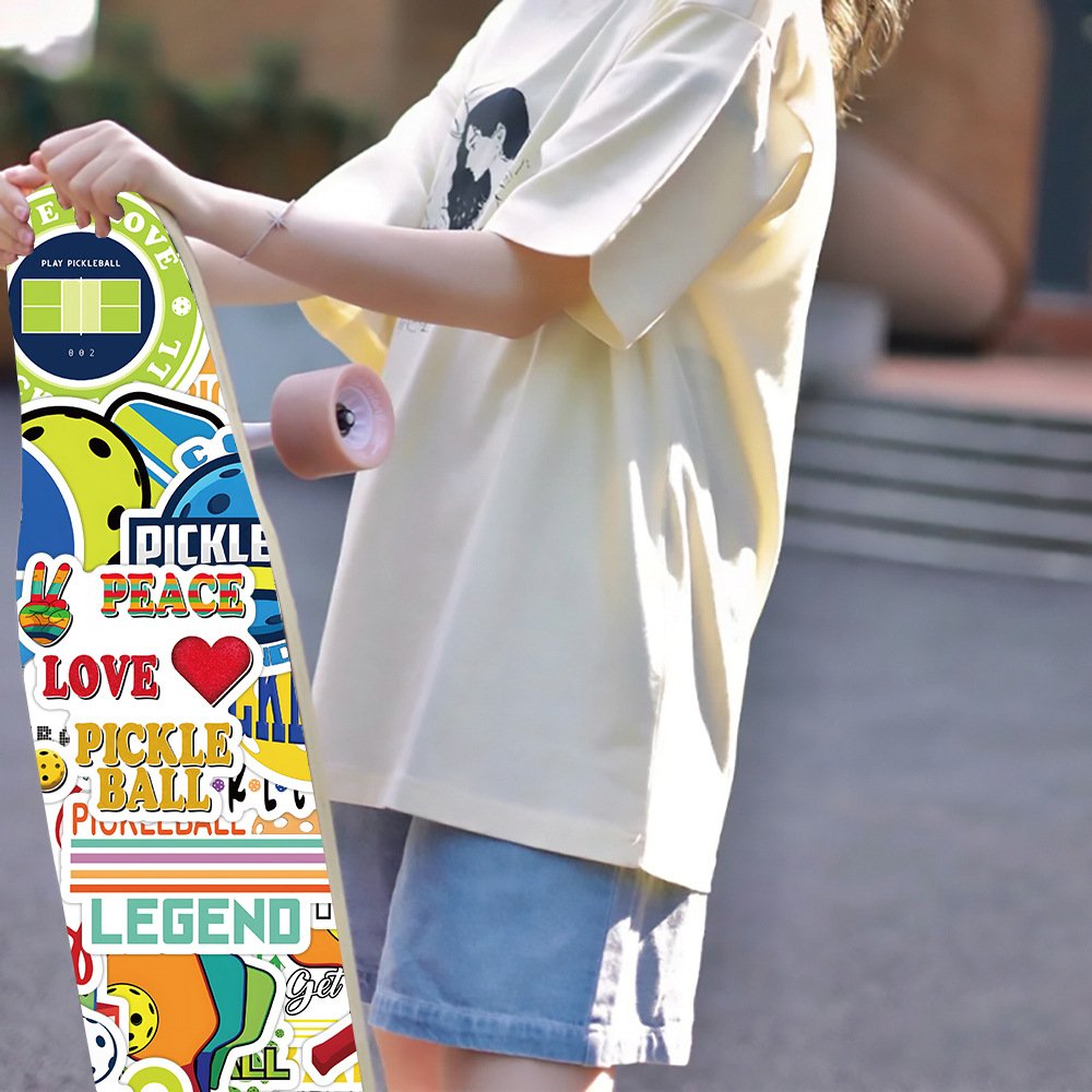 ZY3119X 50Pcs New Pickleball Scrapbook Graffiti DIY Stickers Decorative Guitar Laptop Luggage Vinyl Waterproof Stickers
