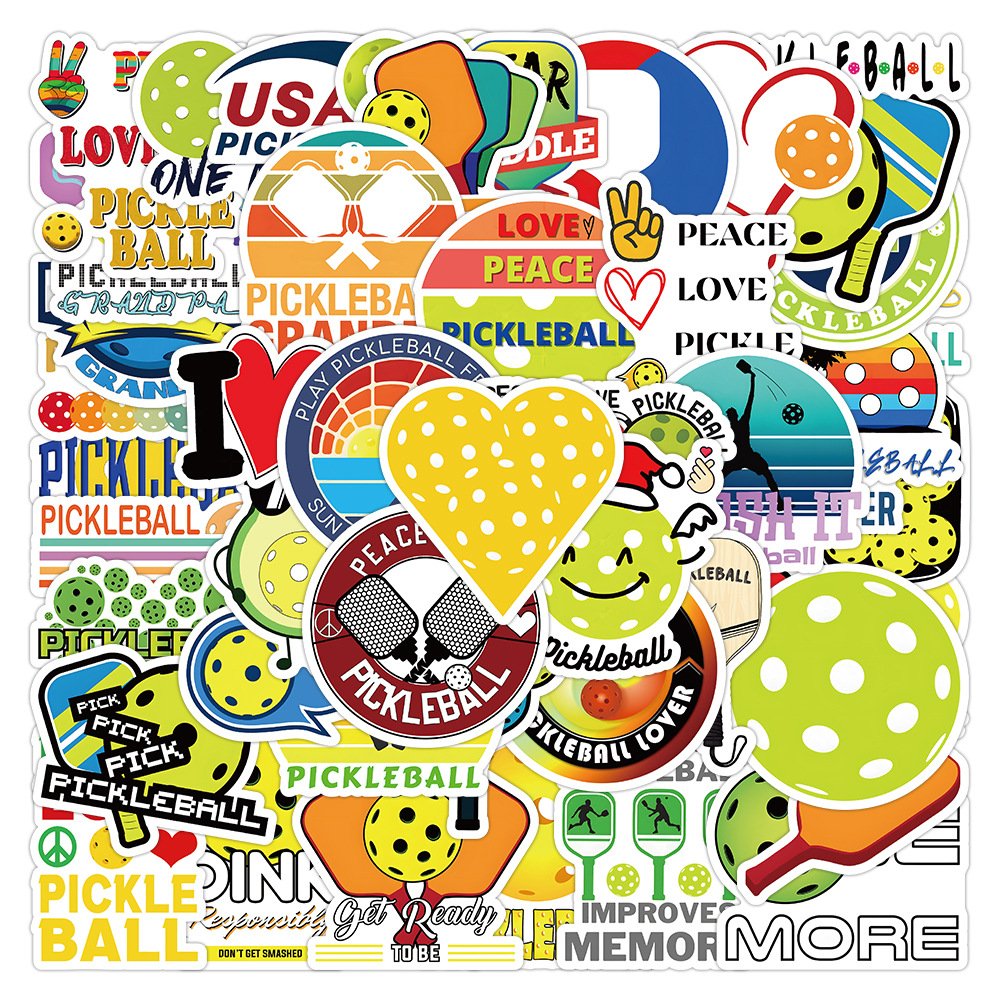 ZY3119X 50Pcs New Pickleball Scrapbook Graffiti DIY Stickers Decorative Guitar Laptop Luggage Vinyl Waterproof Stickers