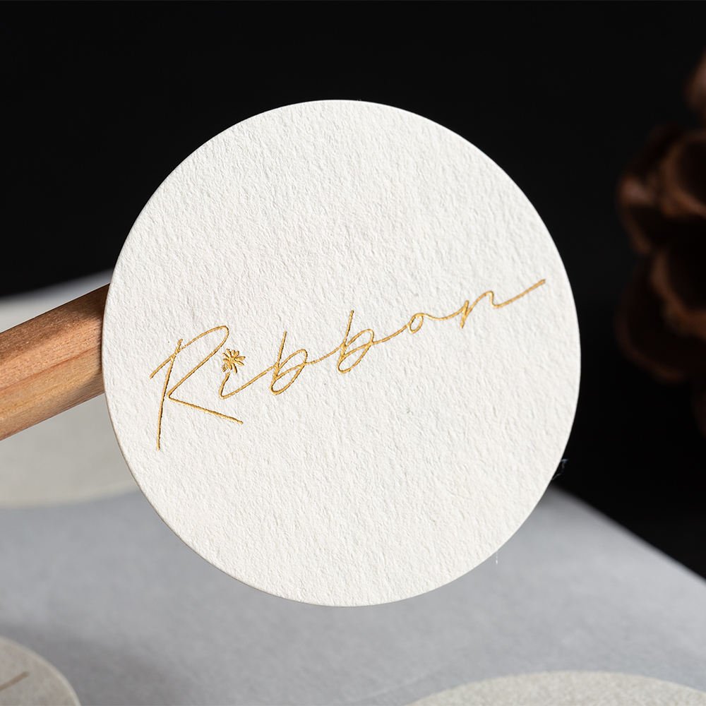 Custom logo stickers High quality luxury special paper self-adhesive round gold foil wrapping paper