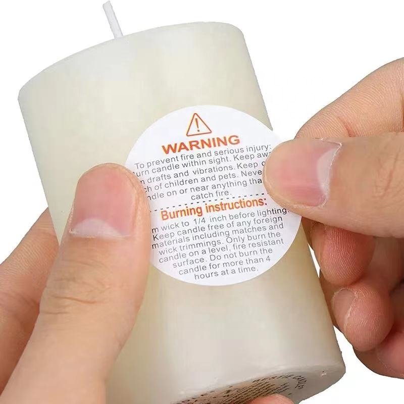 PVC Adhesive Waterproof Candle Warning Stickers Candle Jar Labels Wax Melting Safety Stickers 1.5 Inch Circles (500Pcs)