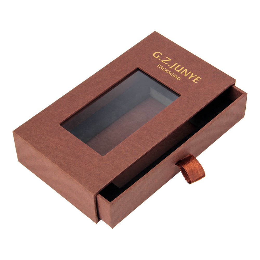 Eco friendly transparent pvc boxes packaging custom cardboard brown drawer gift boxes