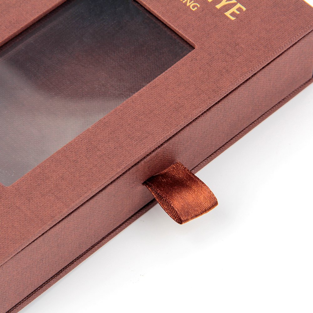 Eco friendly transparent pvc boxes packaging custom cardboard brown drawer gift boxes