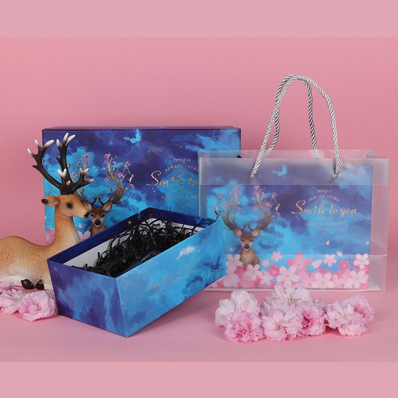 Wholesale Paper Box Cherry Blossom Pattern Square Rectangular Birthday Gift Box for Shopping Mall
