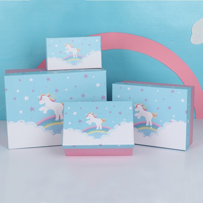 Wholesale Paper Box Cherry Blossom Pattern Square Rectangular Birthday Gift Box for Shopping Mall