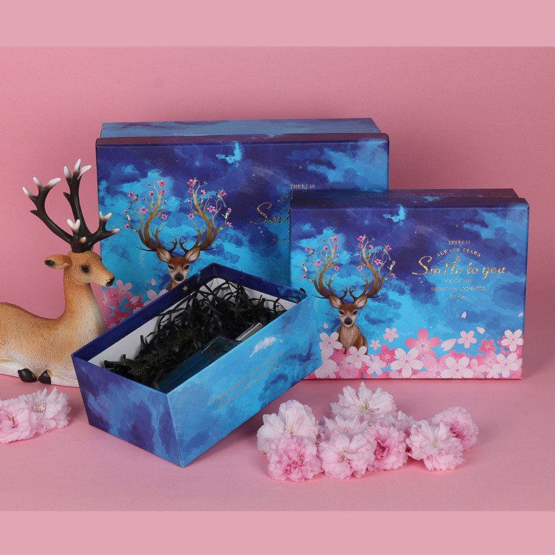 Wholesale Paper Box Cherry Blossom Pattern Square Rectangular Birthday Gift Box for Shopping Mall