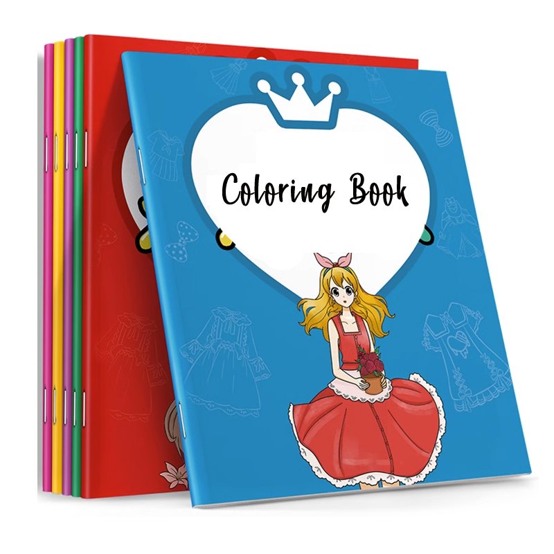 custom printing kids drawing colored libros manga activity coloring book with stickers