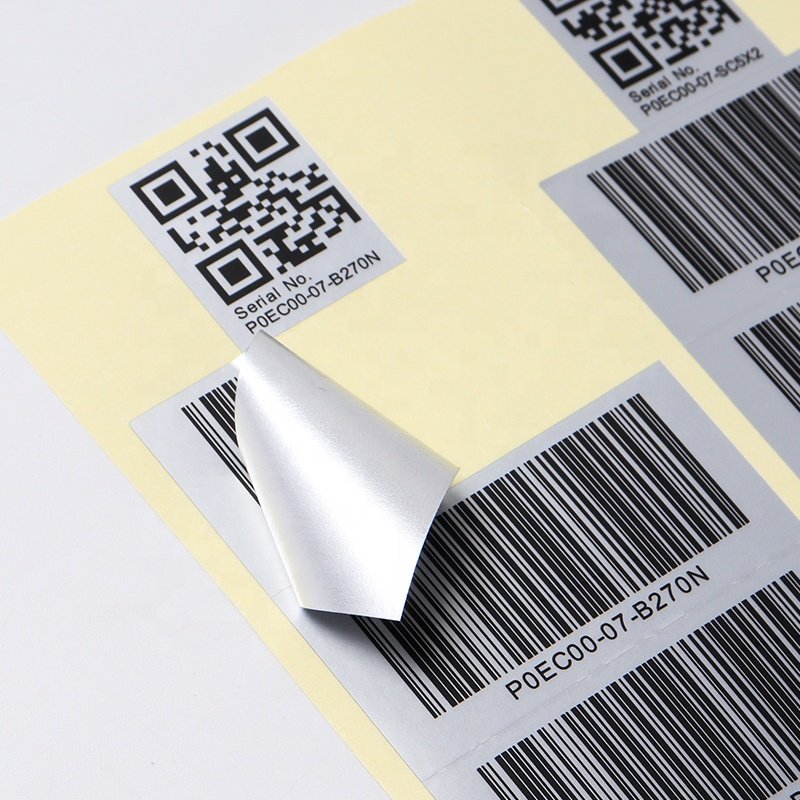 Custom matte silver heat resistant barcode sticker labels heat-resistant adhesive multilayer label bar code label sticker