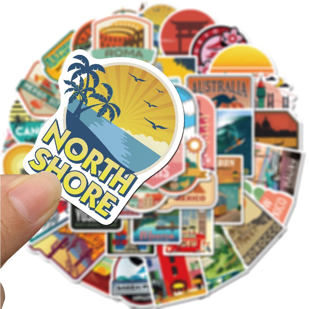 50Pcs World Travel Famous City Landscape Graffiti Stickers For Gift Suitcase Luggage Decor Tourism Sticker