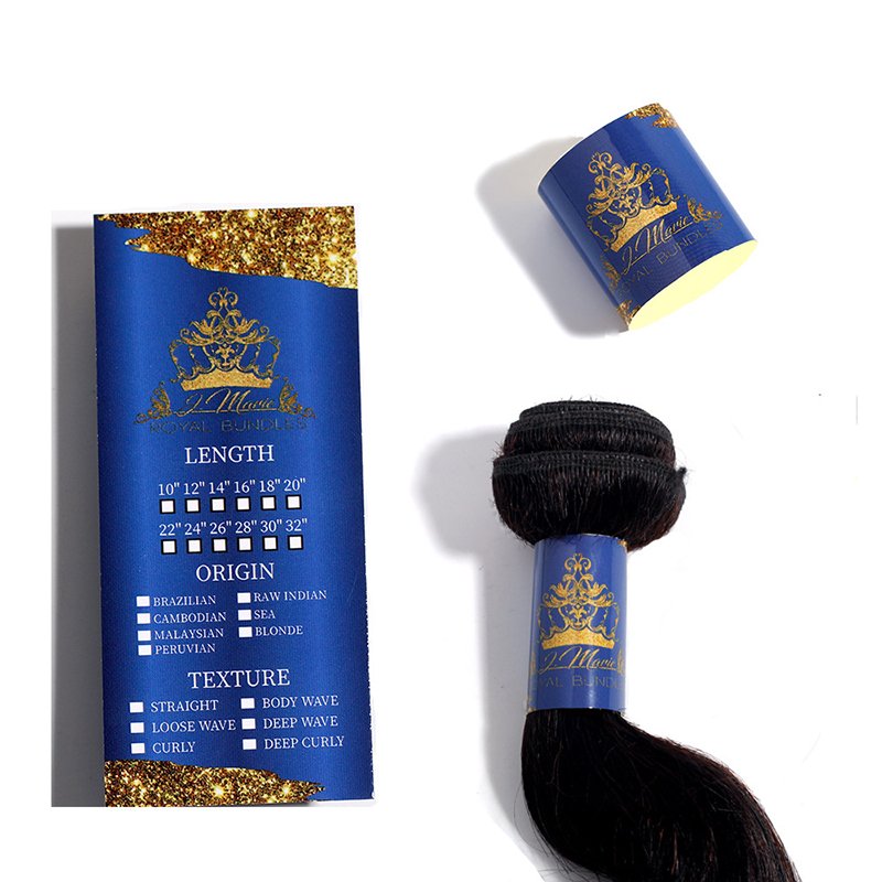 Custom Logo Bundle Packaging Wig Hair Extension Wrap hair care Product Packaging Adhesive label sticker for hair products
