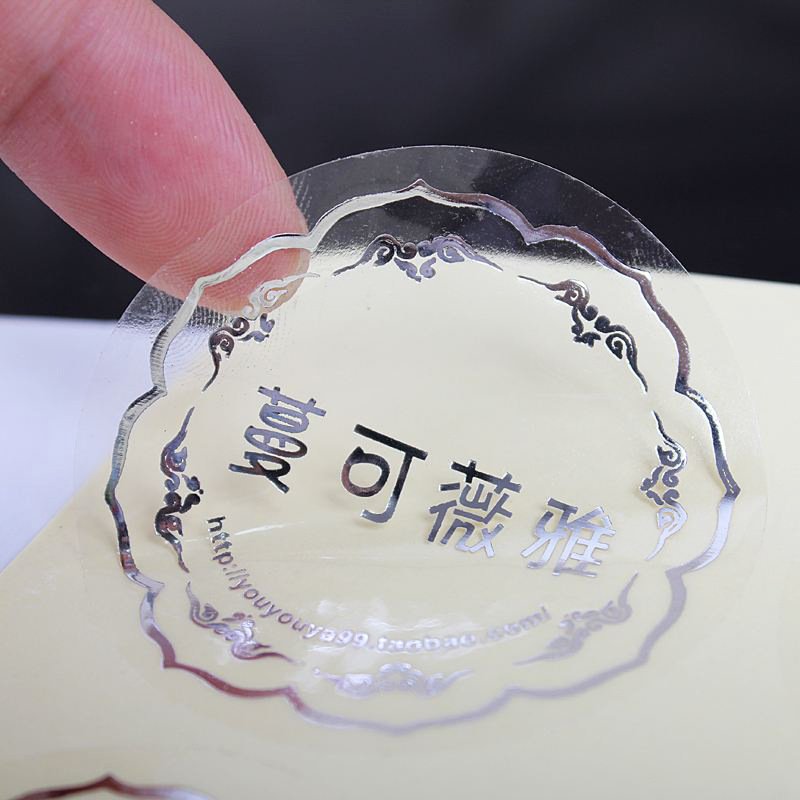 Transparent logo gilded sticker printed with PVC self-adhesive crystal sticker