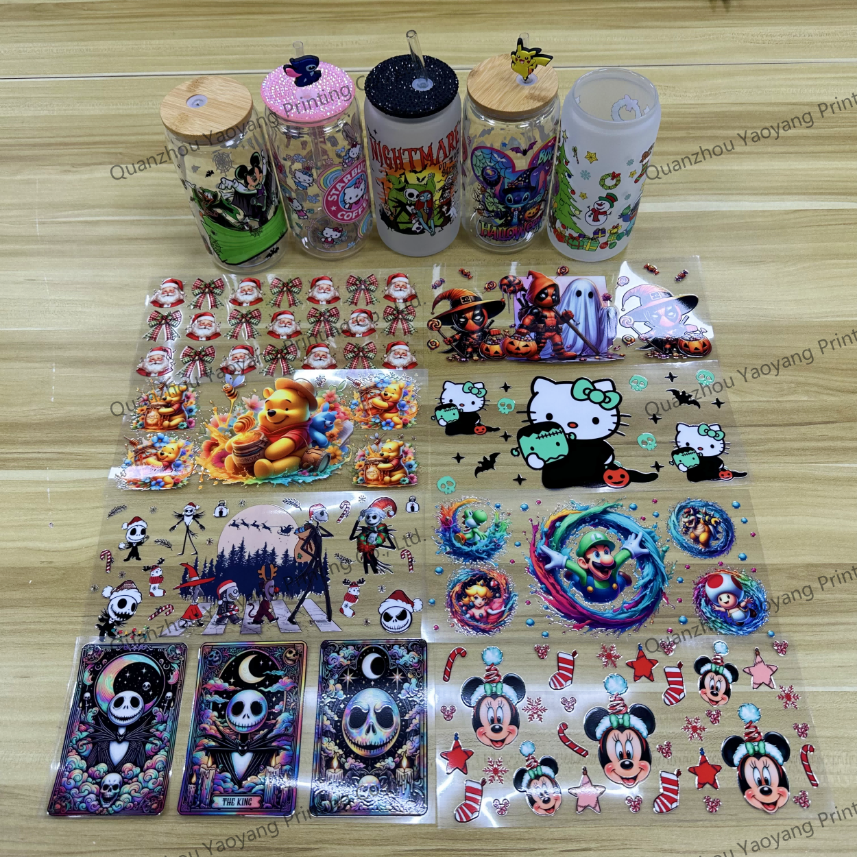 LOW MOQ Hot Selling Design Custom UV DTF Transfers Cup Wraps Labels uv dtf cup wraps halloween sticker