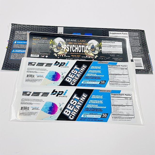 Factory custom printing synthetic paper adhesive sticker for 60 capsules supplement facts bottle label
