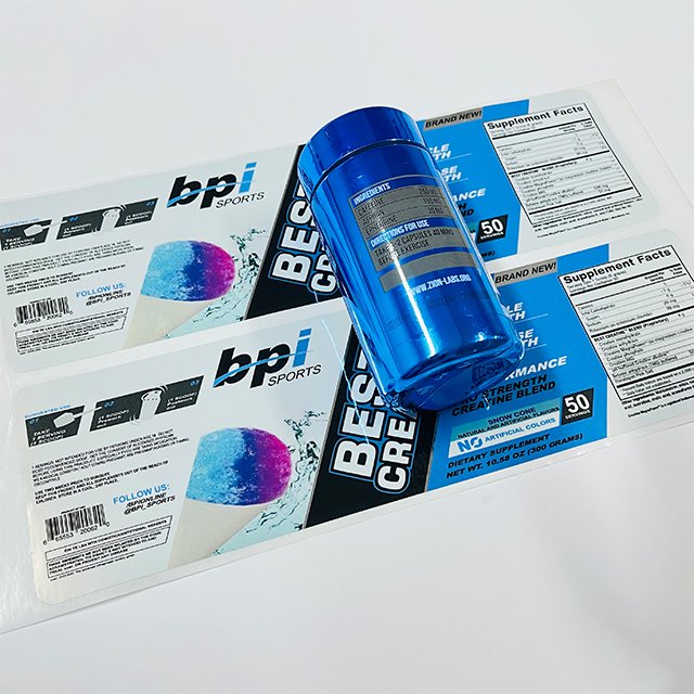 Factory custom printing synthetic paper adhesive sticker for 60 capsules supplement facts bottle label