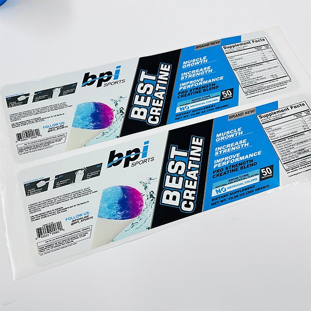 Factory custom printing synthetic paper adhesive sticker for 60 capsules supplement facts bottle label