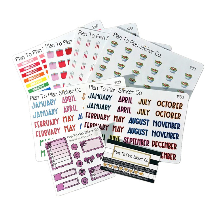 Custom Kiss Cut Paper Sticker Sheet Monthly Weekly Daily Planner Sticker Printing Journal Stickers