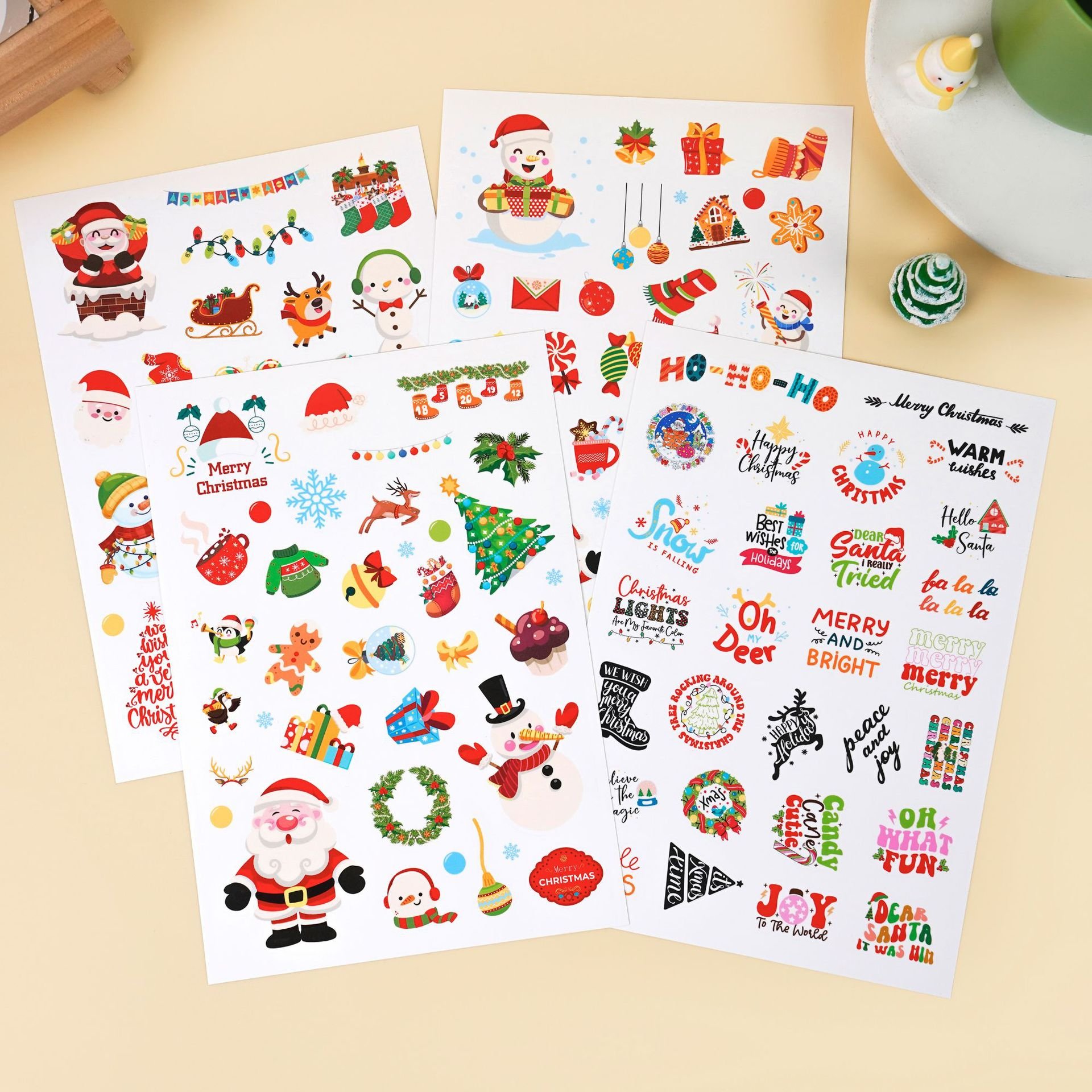 Christmas Stickers Sheet Santa Claus Cartoon Packaging Labels Sticker Handbook Diy Party Decoration For Children