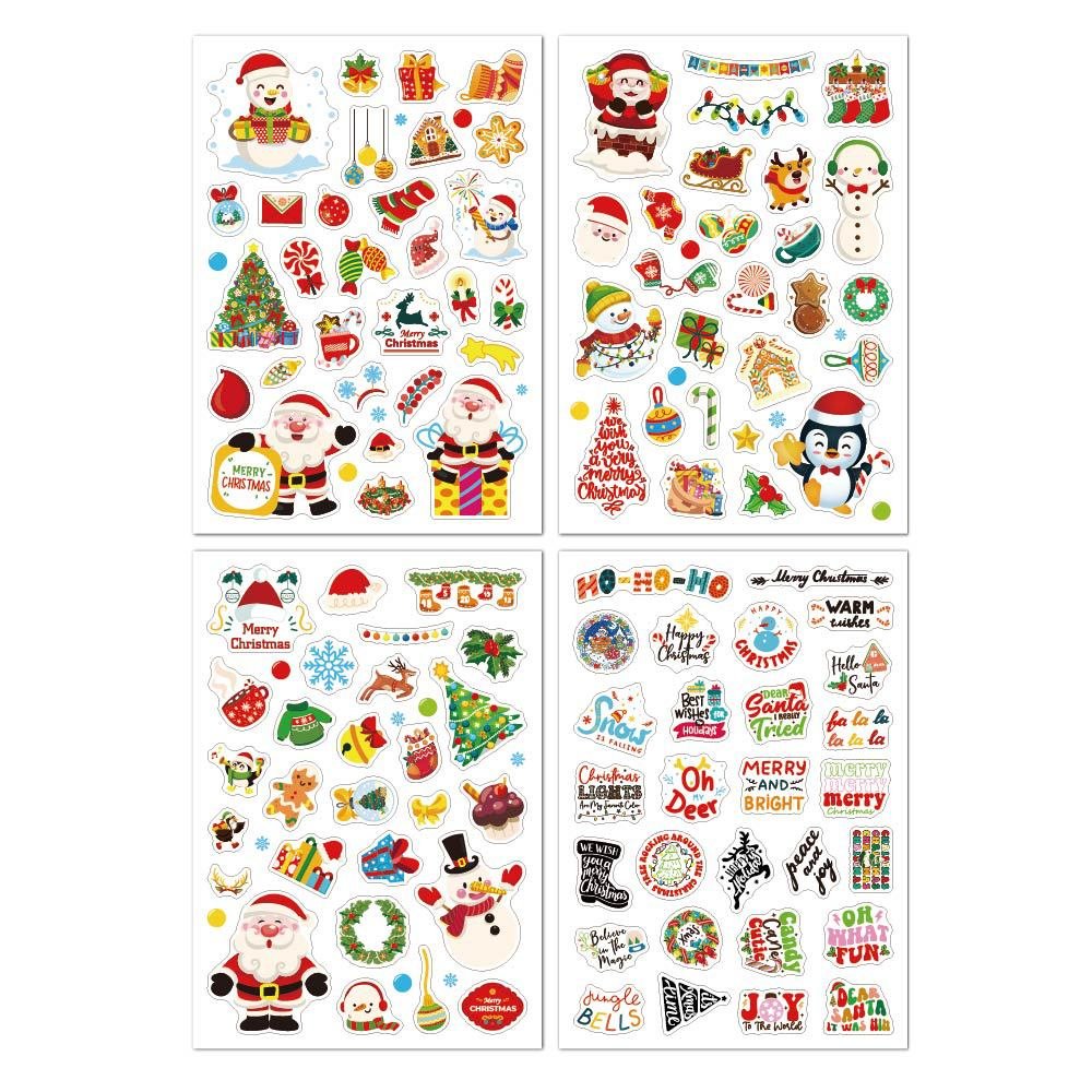 Christmas Stickers Sheet Santa Claus Cartoon Packaging Labels Sticker Handbook Diy Party Decoration For Children