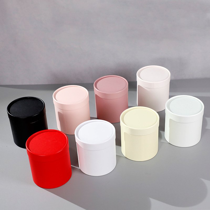 Wholesale Flower Material Supplies Single Round Bouquet Cylinder Flower Packaging Box for Valentine's Day