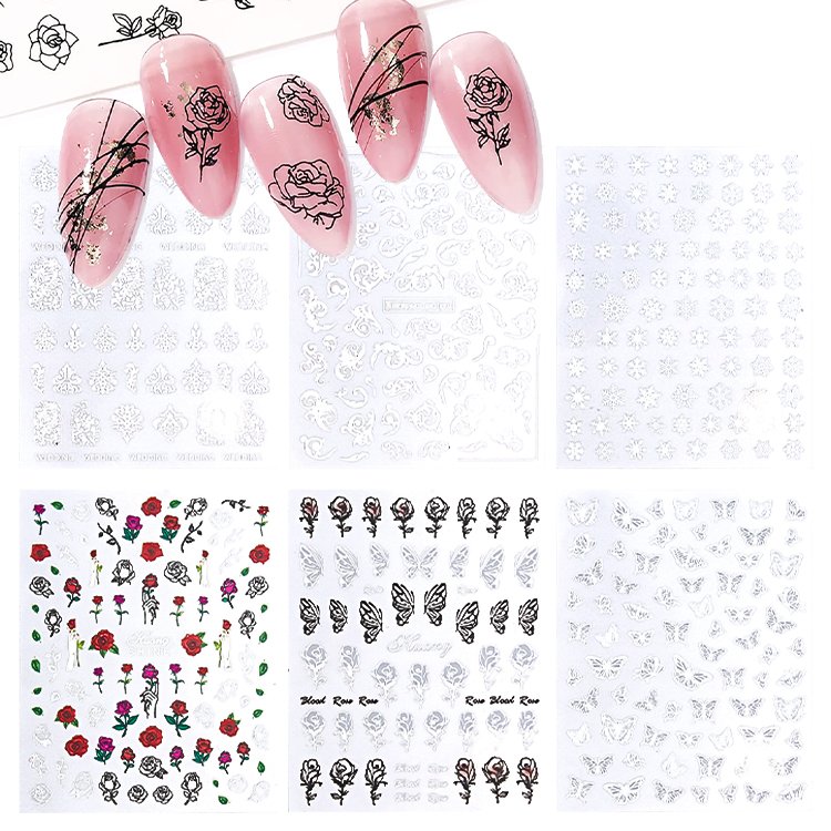 Custom Designers Hot Product Professional 3D Nail Sticker Holographic Butterfly Nail Decoration Nail Art Stickers