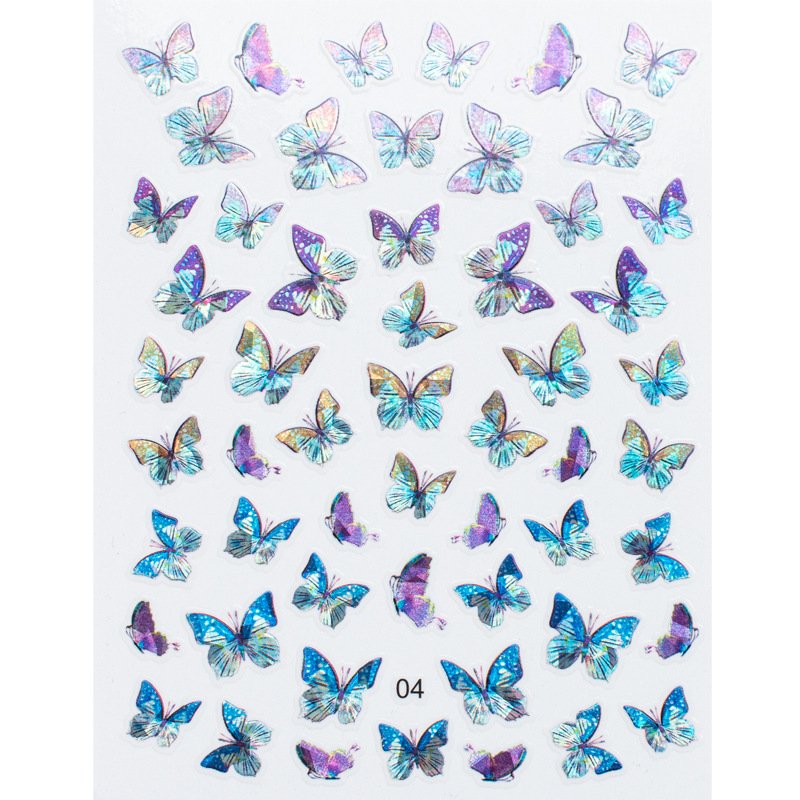Custom Designers Hot Product Professional 3D Nail Sticker Holographic Butterfly Nail Decoration Nail Art Stickers