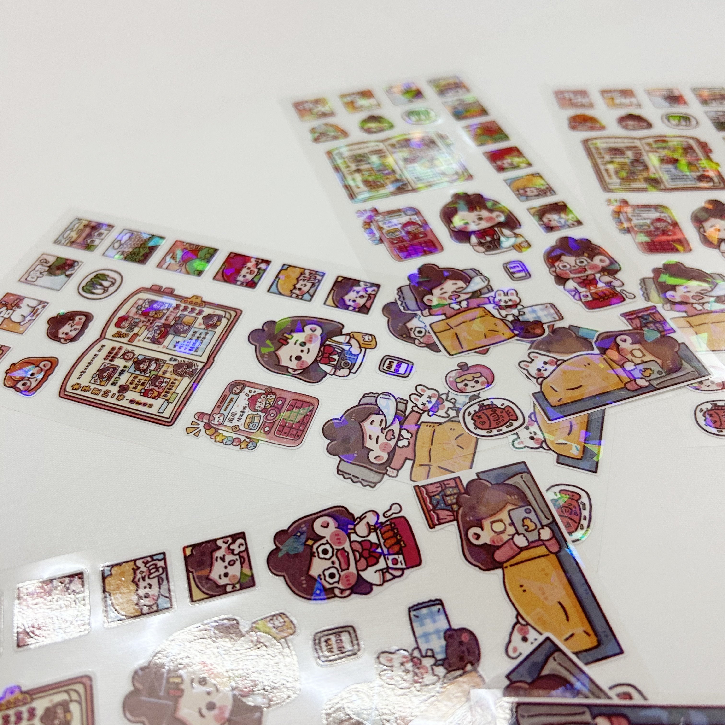 Factory Custom Waterproof Vinyl BOPP PET Sheet Die-cut Stickers Self-adhesive Cute Cartoon Label Stickers For Children Girls