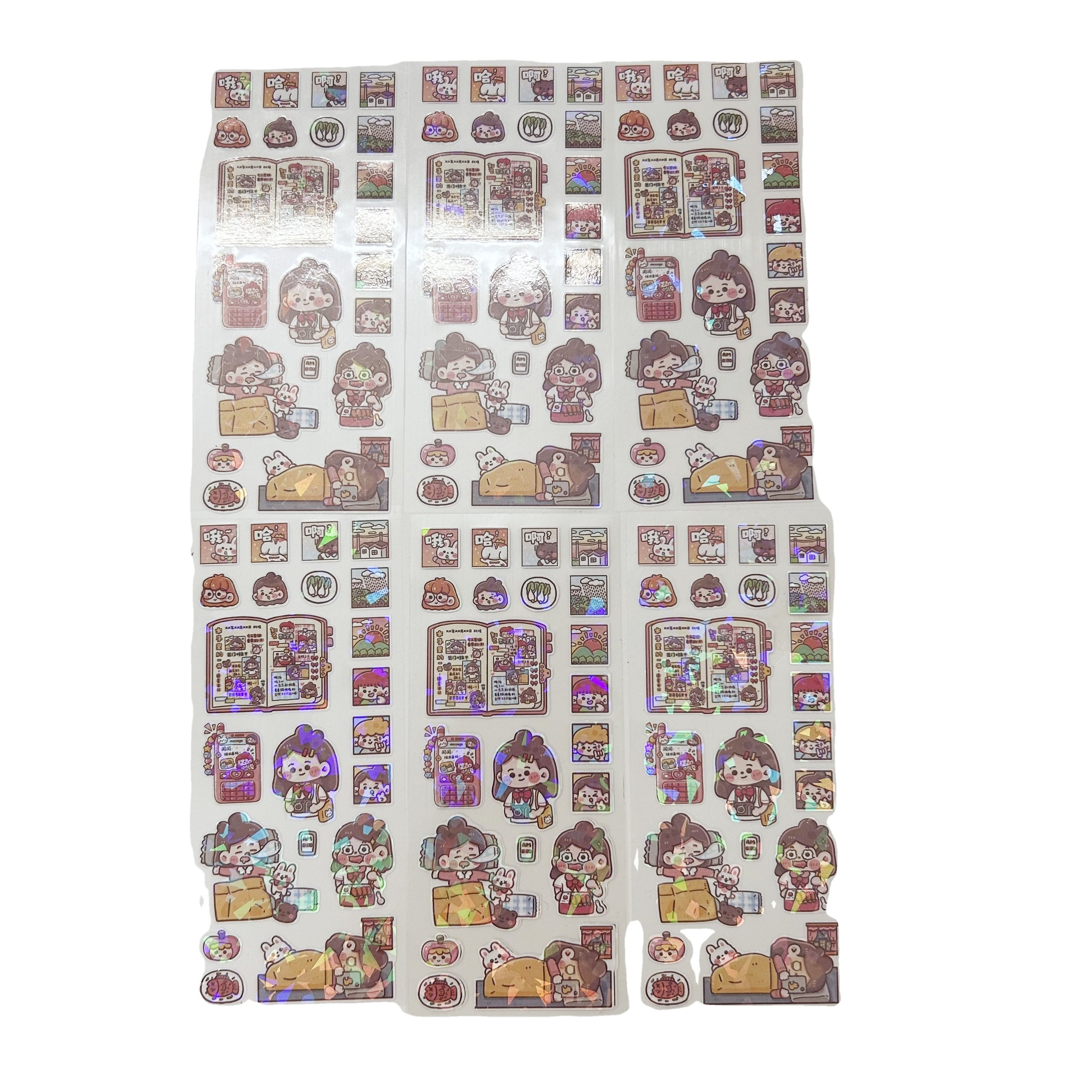 Factory Custom Waterproof Vinyl BOPP PET Sheet Die-cut Stickers Self-adhesive Cute Cartoon Label Stickers For Children Girls