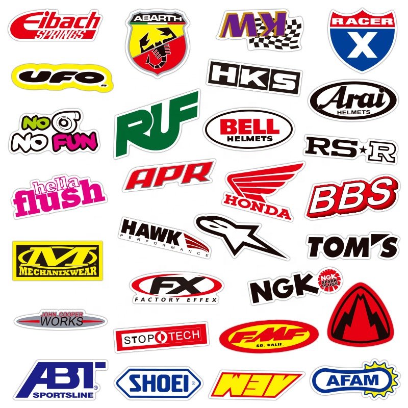 100Pcs JDM Racing Motorcycles Car Modification Trend Brand Logo Sticker For Helmet Decoration Laptop Vinyl Stickers Vinyl