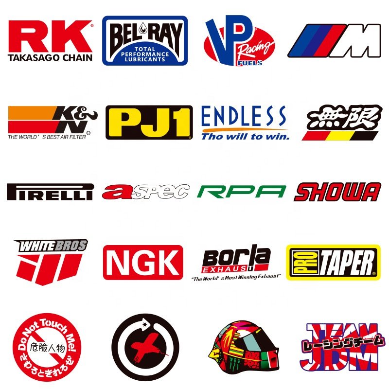 100Pcs JDM Racing Motorcycles Car Modification Trend Brand Logo Sticker For Helmet Decoration Laptop Vinyl Stickers Vinyl